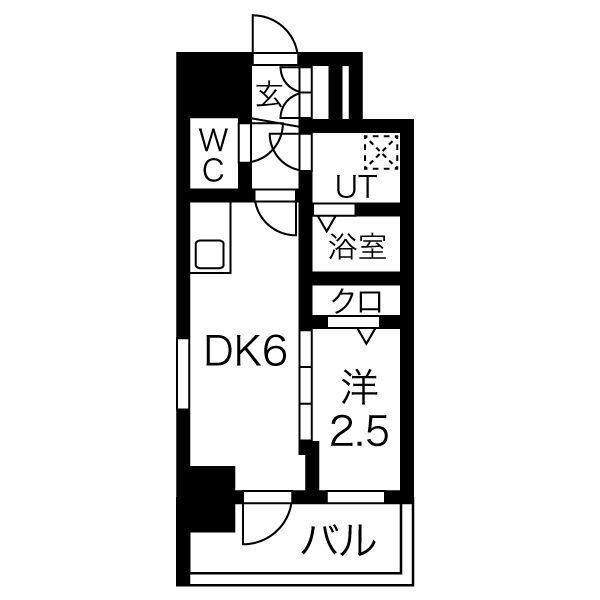 エスリード池下レスティア(1DK/10階)の間取り写真
