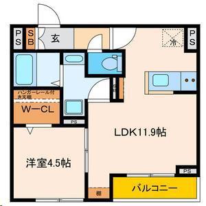 パセオプラシード連坊(1LDK/2階)の間取り写真