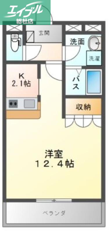 ティンカーベル(1K/1階)の間取り写真