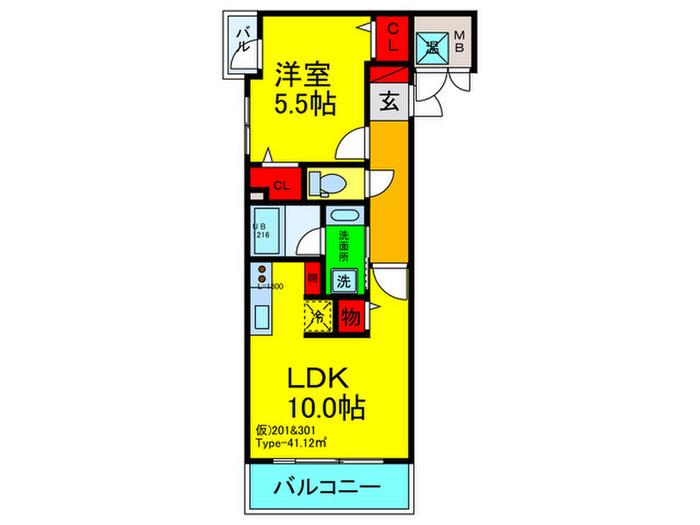 FLEUR(1LDK/3階)の間取り写真