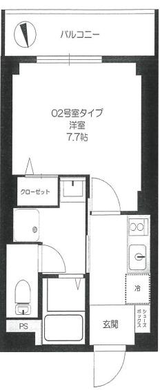 B`CASA MIYAMAEDAIRA(1K/3階)の間取り写真