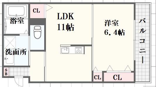 コンフォート玉地I(1LDK/1階)の間取り写真