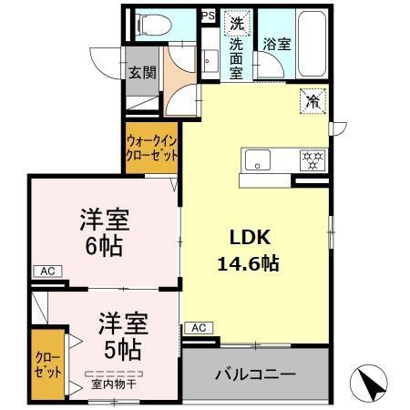 シャルムコート(2LDK/3階)の間取り写真