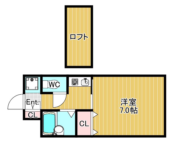 グランドハイツ大野(1K/4階)の間取り写真