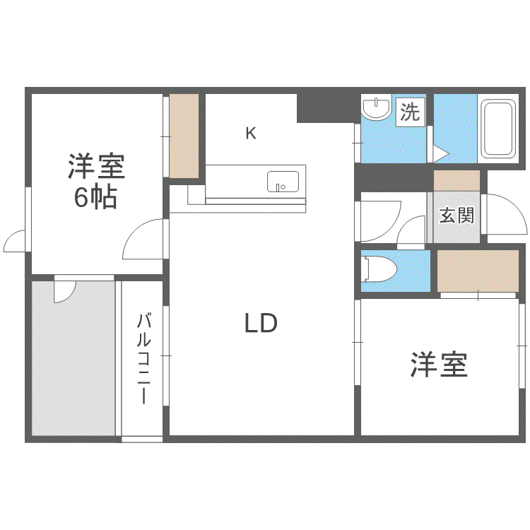 ノースランド山鼻(2LDK/1階)の間取り写真