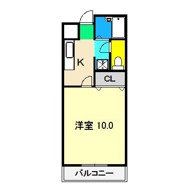 ガーデンハイム西村(1K/4階)の間取り写真