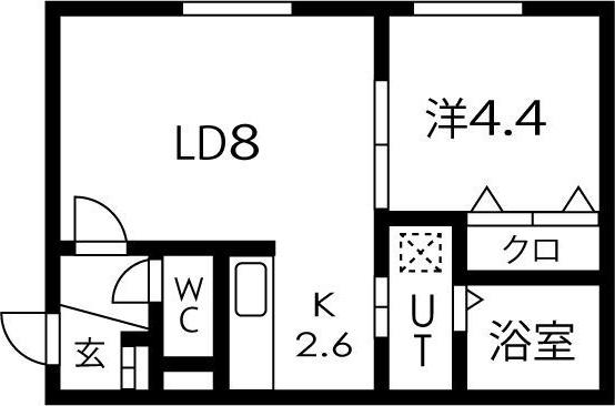 サイト琴似(1LDK/2階)の間取り写真