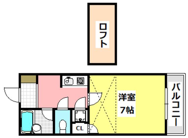 レーブ95(1K/2階)の間取り写真