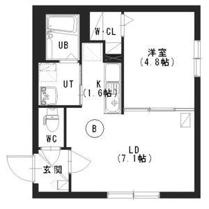 オリエントコート二十四軒(1LDK/3階)の間取り写真
