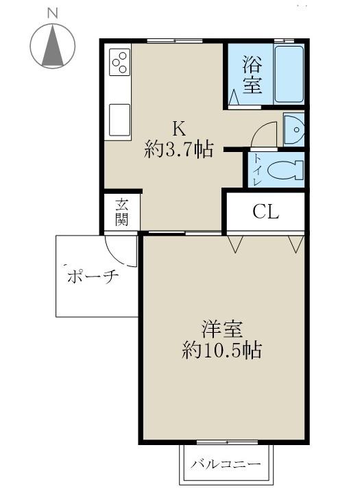 ステラハウスIIA棟(1DK/1階)の間取り写真