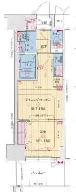 プレサンス神戸セレスティア(1DK/4階)の間取り写真