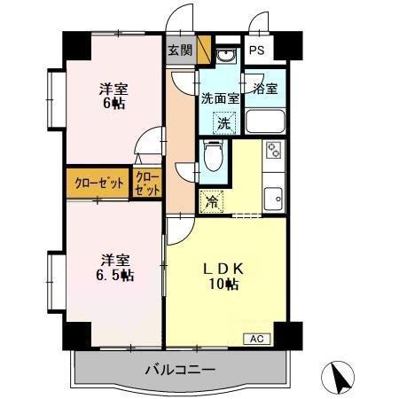 グレイスフルツツイ(2LDK/3階)の間取り写真