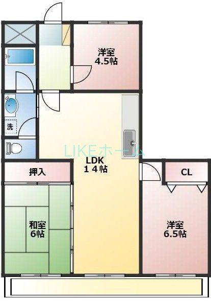 西船グリーンマンション(3LDK/2階)の間取り写真