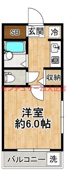 アネシス浜通(1K/3階)の間取り写真