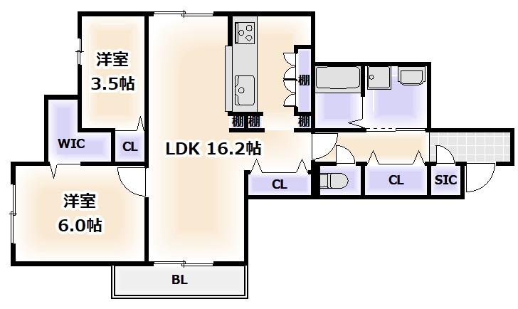 カーサルミノサ王子町(2LDK/3階)の間取り写真