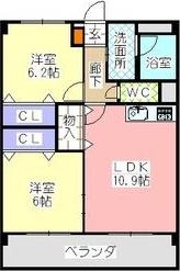 ヴィラージュ砂口(2LDK/1階)の間取り写真