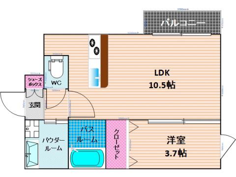 ENSTEPNO.11高宮南(1LDK/2階)の間取り写真