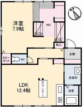 グリーングラス A棟(1LDK/2階)の間取り写真