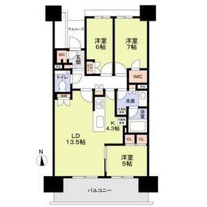 HARUMI FLAG PARK VILLAGE C棟(3LDK/12階)の間取り写真