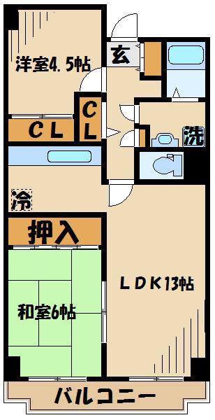 ソレアードまつば(2LDK/2階)の間取り写真