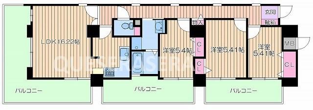 プレサンス東本町(3LDK/10階)の間取り写真