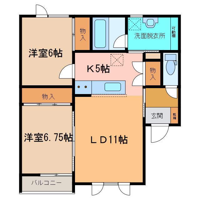TOWN西11北4B(2LDK/1階)の間取り写真