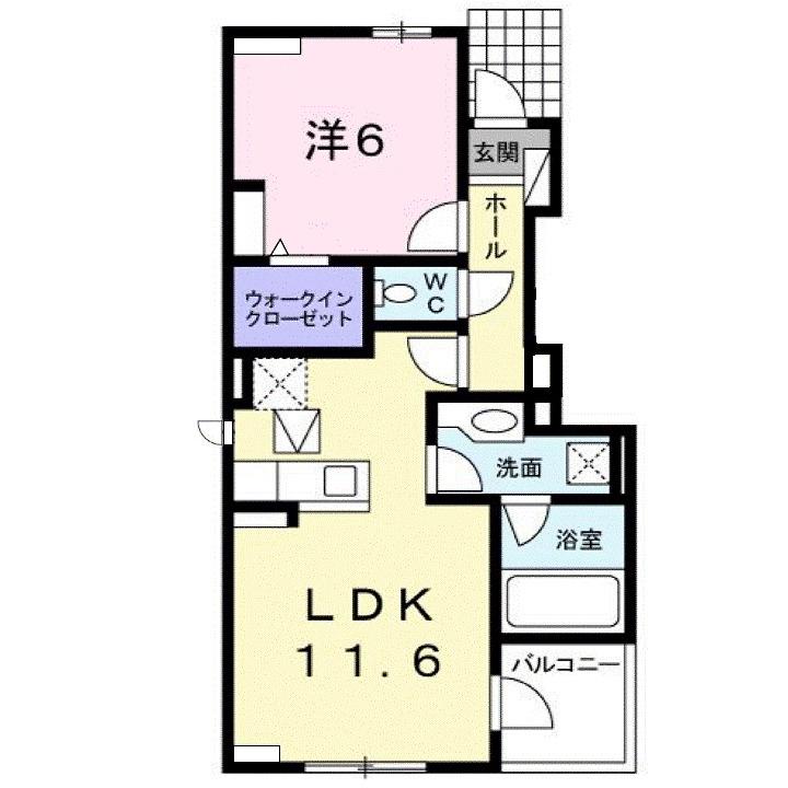 クラール・エフI(1LDK/1階)の間取り写真