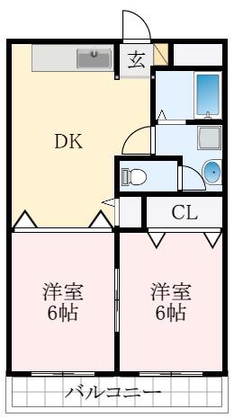 レガットハイツ(2DK/4階)の間取り写真