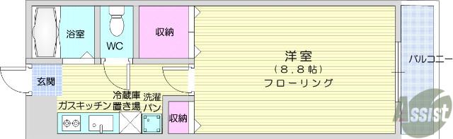 アーバンハイツ柏木(1K/7階)の間取り写真