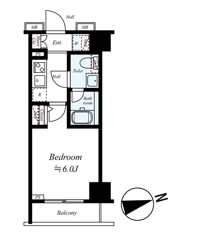 メインステージ北千住III(1K/4階)の間取り写真