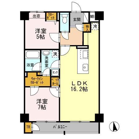 TRI-STAGE(2LDK/2階)の間取り写真