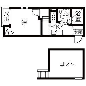 CHATON高畑(1K/1階)の間取り写真