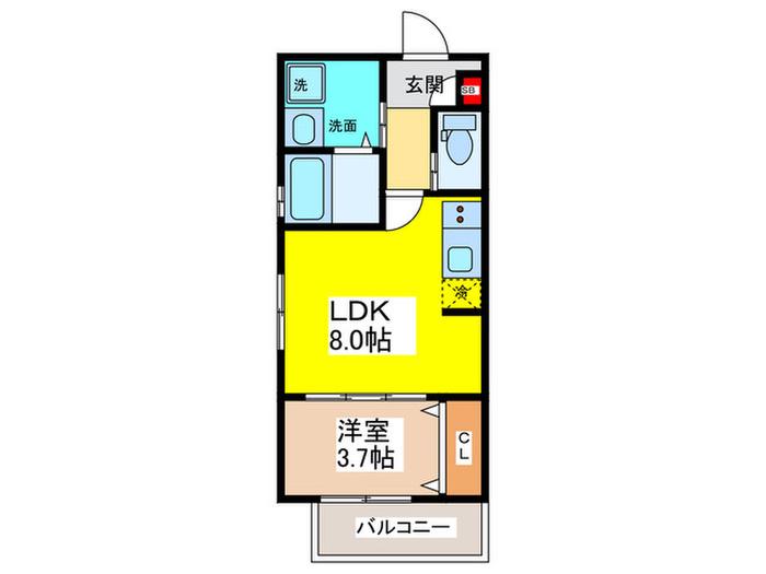 GRACIASCOURT石橋阪大前(1LDK/3階)の間取り写真