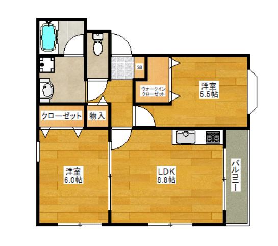 サニーコート小曽根(2LDK/1階)の間取り写真