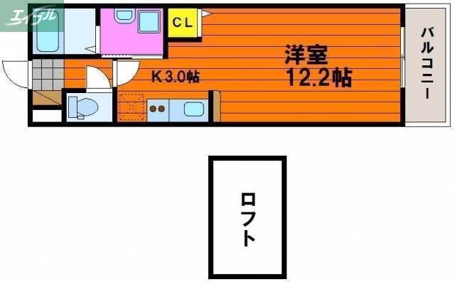 アルファレガロ岡山駅前(1K/7階)の間取り写真