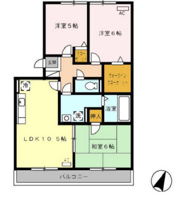 エスペランサF(3LDK/3階)の間取り写真