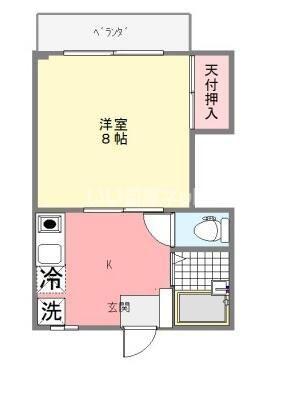 カーサ川越(1K/2階)の間取り写真