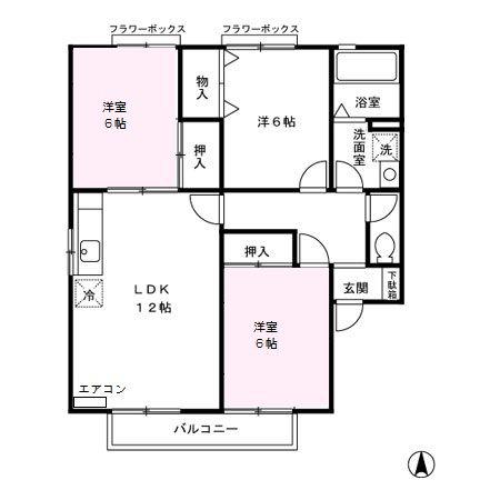 セジュールT・S-II(3LDK/2階)の間取り写真