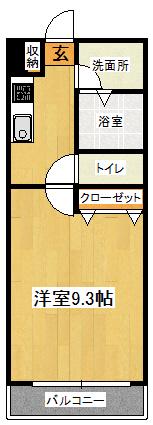 グランドメゾン(1K/2階)の間取り写真