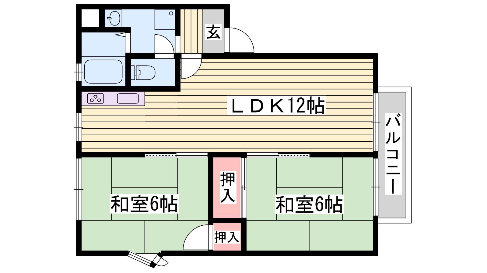 コーポ松下(2LDK/2階)の間取り写真