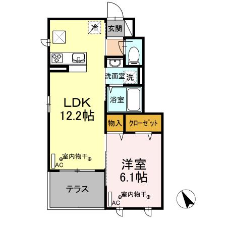 京王井の頭線 井の頭公園駅 徒歩15分 2階建 築7年(1LDK/1階)の間取り写真