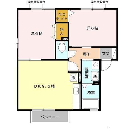 コンフォール立町 A棟(2DK/2階)の間取り写真