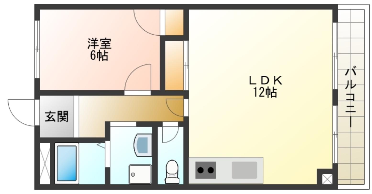 プリンストン布施(1LDK/9階)の間取り写真