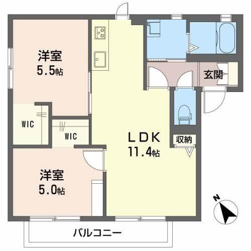 シャーメゾン和久屋(2LDK/1階)の間取り写真