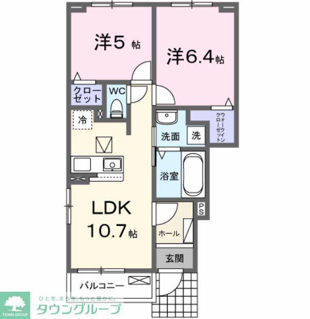 マーナ リエール(2LDK/1階)の間取り写真