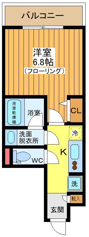 CREVISTA三軒茶屋(1K/3階)の間取り写真