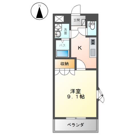 ピアッツア紗梨(1K/2階)の間取り写真