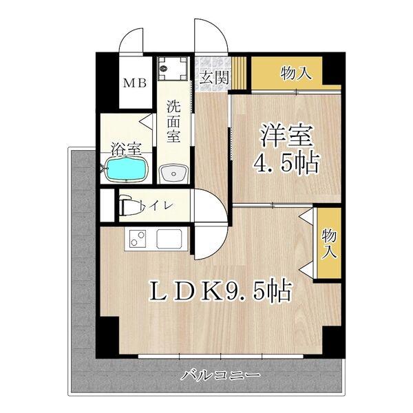 パークモダン新大阪(1LDK/4階)の間取り写真
