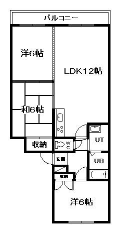 ハイエスト近文(3LDK/2階)の間取り写真