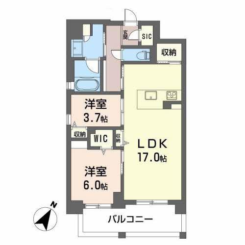 ALBLANC KYOMACHIBORI(2LDK/5階)の間取り写真